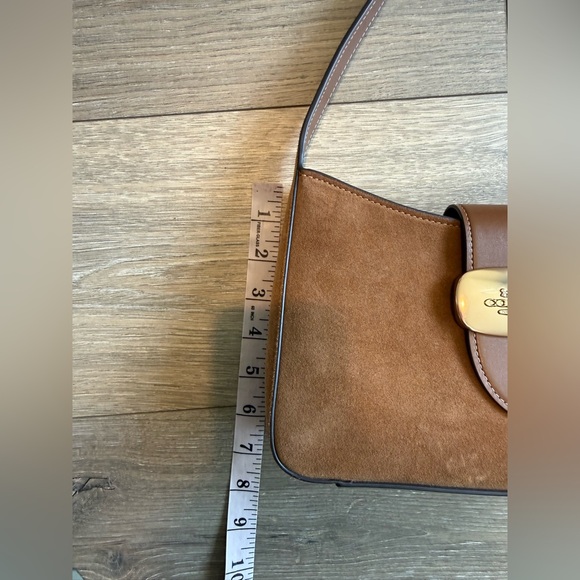 Coach Eliza Shoulder Bag Tan Leather Suede - Picture 8 of 15